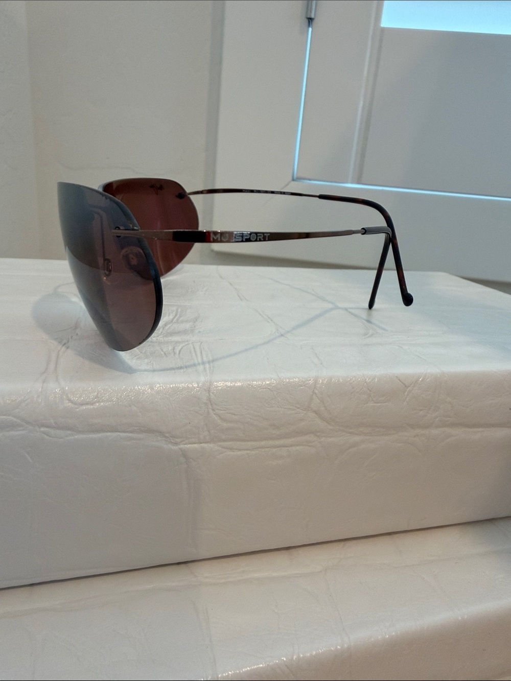 Rare Vintage Maui Jim Ka'anapali MJ 50123 Titanium Rimless Sunglasses HCL Bronze - Picture 3 of 7